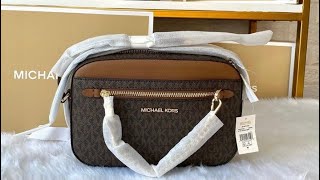 Michael Kors Jet Set Large Saffiano Leather Crossbody Bag in BrownAcorn by springflingmnlph [upl. by Leima]