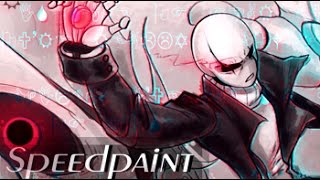 GlitchTale Gaster SPEEDPAINT GlitchTale  Collab with Camila Cuevas [upl. by Enitsyrk585]