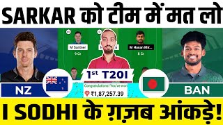 NZ vs BAN Dream11 Prediction NZ vs BAN Dream11 Team New Zealand vs Bangladesh 1st T20I Dream11 [upl. by Rosenquist]