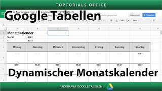 Dynamischen Monatskalender erstellen  Download Google Tabellen Spreadsheets [upl. by Yrrej]