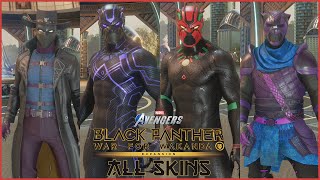 All Black Panther Skins In Marvels Avengers War For Wakanda [upl. by Notwen]