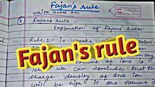 Fajans rule  inorganic chemistry  for class 11 12 and bsc student fajans rule short notes [upl. by Bearnard]