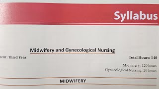 Syllabus Obstetrics And Gynecological Nursing Gnm 3rd Year [upl. by Serafina]