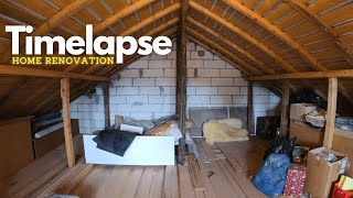 Transformarea mansardei in 90 de zile  Timelapse OLD HOUSE Renovation [upl. by Ahseiyk]