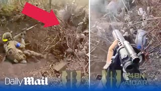 Moment Ukraine soldiers destroy Kadyrov TikTok warriors trenches near Bakhmut [upl. by Tarrance]