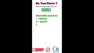 Full Form of ISRO  General Knowledge  GK Quiz  ISRO IndumateeProductions [upl. by Rockey]