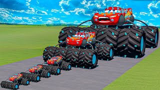 Big amp Small Long Bus Spiked Lightning McQueen Thorns vs Car Crasher Ships  BeamNGdrive [upl. by Lourie]