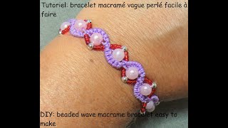 Bracelet macramé vague perlé facile à faire DIY beaded wave macrame bracelet easy to make [upl. by Ecinerev]