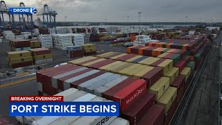 Philadelphia dockworkers among thousands to hit the picket line today [upl. by Yromas]