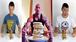 DWAYNE quotTHE ROCKquot JOHNSON PANCAKES CHALLENGE  AMERICKÉ LÍVANCE NA RYCHLOST [upl. by Reiniar]