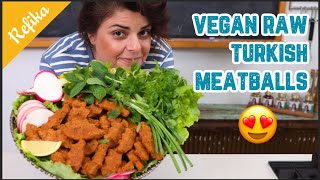 ÇİĞ KÖFTE VEGAN RAW TURKISH BULGHUR MEATBALLS 🤩🌱 Favorite Turkish Street Food ❤️ [upl. by Nuhsar]