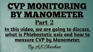 CVP Measurement by Manometer  CVC series part2 by Ak chauhan [upl. by Snevets]