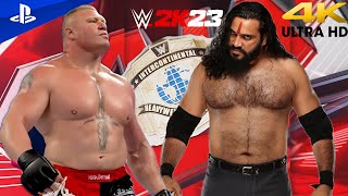 WWE 2K24  Brock Lesnar vs Sanga  WWE Intercontinental Champions Match  PS5™ 4K60 1 [upl. by Imuyam]