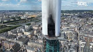 Incendie de la flèche de la cathédrale de Rouen  un drone utilisé pour maîtriser le feu [upl. by Nagah823]