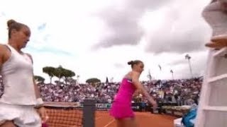 Karolina Pliskova bashes umpires chair with racket after loss  16052018 [upl. by Quintana]