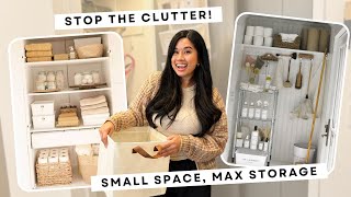 MAXIMIZING MY SMALL ENTRYWAY CLOSET W DIY STORAGE UPGRADES renterfriendly makeover on a budget [upl. by Rosalee612]