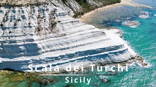 Scala dei Turchi  Turkish Steps  Agrigento  Sicily Italy  4K FILM DRONE [upl. by Roddie]