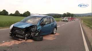 Schwerer Verkehrsunfall zwischen einem LKW und zwei PKW nahe Schneeberg Sachsen 18062012 [upl. by Duyne]