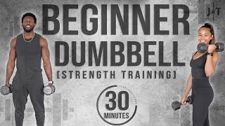 30 Minute Full Body Beginner Dumbbell Workout With Modifications [upl. by Lorri]