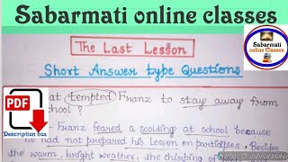 The last lesson Short answerimportant short answer class 12 English [upl. by Oberheim]