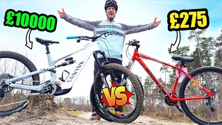 £10000 MOUNTAIN BIKE VS £275 BUDGET MTB [upl. by Dorothee]