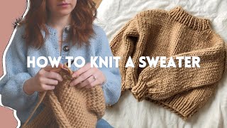 How To Knit a Chunky Sweater  Beginner Friendly Step by Step DIY Tutorial [upl. by Ahouh]