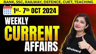 1 7 Oct 2024 Weekly Current Affairs MCQs  Current Affairs 2024  Banking Current Affairs [upl. by Dola]