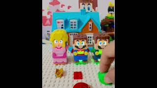 Triple Lego Mario exchange their costume to Lego Peach 2570 shorts fyp trending toys funny [upl. by Rockel69]