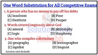 Most Important One word substitution One word substitution for all competitive exams Part04 [upl. by Maurita]