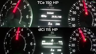 Dacia Duster 15 4x4 vs Duster 13 TCe 150 Acceleration 0100 KmH RPM Difference [upl. by Tadeo98]