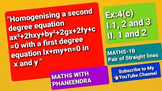 Pair of stlines Homogenising a second degree equation with a first degree equation in x and y [upl. by Persse]