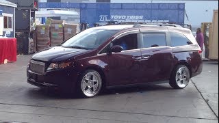 Bisimoto Turbo V6 Honda Odyssey driving into SEMA Show [upl. by Rustin]