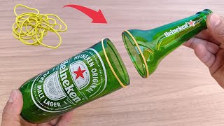 I never thought cutting a glass bottle with a rubber band would be so easy  Amazing [upl. by Toney]