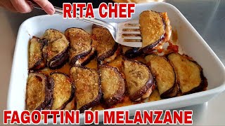 FAGOTTINI DI MELANZANE RIPIENI🍆RITA CHEF  Super golosi [upl. by Haissi]