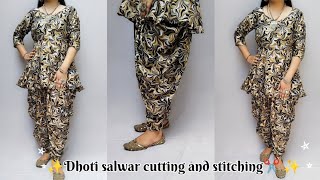 Dhoti Salwar Cutting And Stitching Very Easy MethodStyle look outfit [upl. by Johann798]