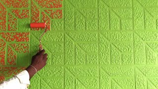 BRICK WALL PAINTING IDIA DESIGNEXTERIOR TEXTURE DESIGNHOW TO MAKE A BRICK WALL PAINTING DESIGN [upl. by Hubie]