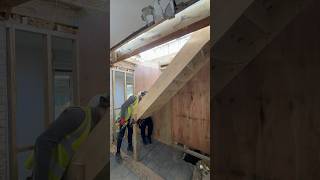 Single winder staircase install stairs carpentry construction building dewalt woodwork [upl. by Fadden770]