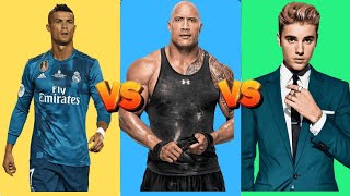 quotEpic Comparison Ronaldo VS The Rock VS Bieber  Net worth  Sallery  Cars [upl. by Shaeffer163]