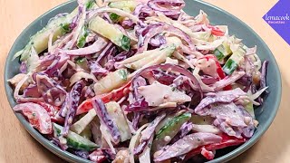 recette de chou blanc  salade de chou blanc et chou rouge concombre 152 [upl. by Ozneral56]