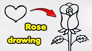 How to draw a rose step by step  rose drawing easy 🌹 [upl. by Lhok]