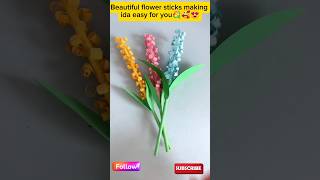 Beautiful flower sticks making ida 🥰❤️😍🌷 easydecor craft viralreels diy easydiy origami new [upl. by Halehs]