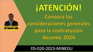 Consideraciones generales para proceso de contrato docente 2024 [upl. by Kielty]