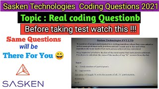 sasken off campus coding question asked with complete solution english final video [upl. by Lassiter]