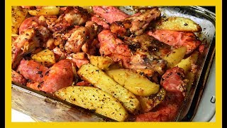 Batata  Linguiça e Frango no Forno [upl. by Harbison]