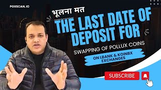 Announcing the Last date of Deposit of Pollux Coin at Exchanges Dont be confused [upl. by Holmun]