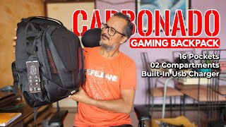 Carbonado Gaming Backpack  16 Pockets 2 Compartments 17 Inch Laptop Space with Gilly Airflow [upl. by Einolem]