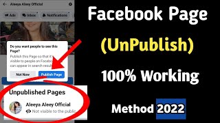 How to publish Facebook page Unpublish  publish to Unpublish fb 2022 [upl. by Bertelli]