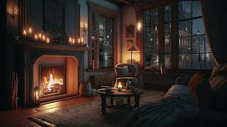 Cozy Studying With Piano  Rain amp Fire Crackling  Melancholic Ambiance [upl. by Revilo]