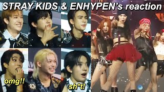 STRAY KIDS amp ENHYPEN being supportive to LE SSERAFIMs performance at Golden Disc Awards 2024 [upl. by Ahsienahs362]