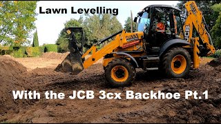 Lawn Levelling with the JCB 3cx Backhoe Pt 1 [upl. by Atinid]